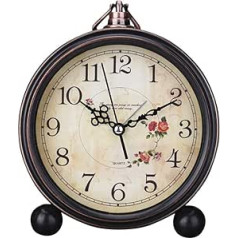 Garneck Vintage Style Alarm Clock Silent Antique Silence Clock Non Slip Classic Retro Clock Table Clock (No Batteries)