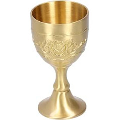 Wine Goblet, Brass Goblet, Vintage Embossed Engraving Floral Pattern Wine Glasses Cup Liquor Goblet Wine Goblet for Juice, Drinks, Champagne, Party, Bar (L)