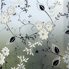 Hoonng Window Film Opaque Self-Adhesive Flower Motif Privacy Screen, 90 x 200 cm