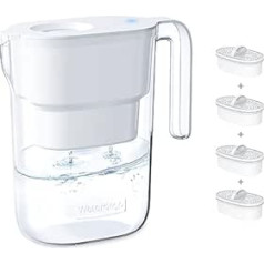 Waterdrop Elfin NSF Certified 2.5L Fridge Water Filter Jug with 4 x 90 Day Filter Cartridge, Reduces Fluoride, Chlorine and More, BPA Free, White (Replacement Filter: WD-PF-01A Plus)