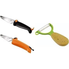 KUHN RIKON Kinderkitchen Children's Knife Set Dog, Black/Orange, from 3 Years & Vegetable Peeler Veggie Potato, Straight Blade