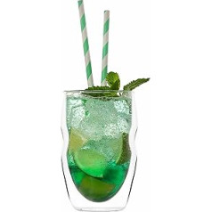 YEM 6 x 250 ml Double-Walled Thermal Glasses for Latte Macchiato, Cocktails, Desserts, Tea Glass Set, Double Wall Glasses, CURVEY