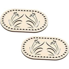 NUOBESTY Pack of 2 Wood Chips for Basket Base Crochet Bag Making DIY Basket Making Elliptical Crochet Basket Underlay Wooden Underlay for Crochet Basket Oval Tool Pendant Base Crochet