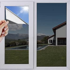 Bicolic One Way Window Film, Reflective Privacy Film for Glass Windows, Mirror Film Anti-Glare for Home and Office, 60 x 400 cm, Black Silver
