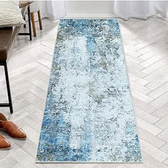 ASIinnsy Rug Runner Hallway Non-Slip Rug Washable Abstract Modern Rug Living Room Bedroom Kitchen Floor Mat Rugs Hallway Area Rug Home Decoration (Cream/Blue, 80 x 150 cm)