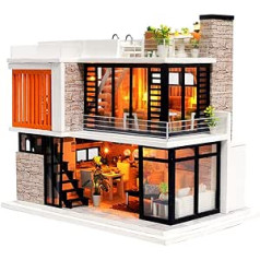 Spilay Dollhouse Miniature with Furniture, DIY Dollhouse Kit, Mini Modern Villa Model with Music Box, 1:24 Scale Creative Doll House, Best Christmas Birthday Gift for Lovers Boys and Girls (Florence)