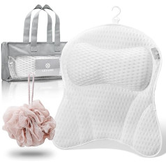 LECURE® Bath Pillow [Including Bath Sponge] - Breathable Bath Pillow for Neck and Back with Ergonomic Fit - High Quality Bath Pillow for Relaxation