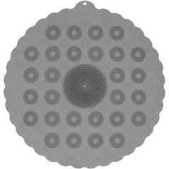 Shower Mat, Round Non-Slip Bath Mat, Soft Bath Mat with Drainage Hole, Made of Silicone Material, Machine Washable, Diameter 58 cm, Grey