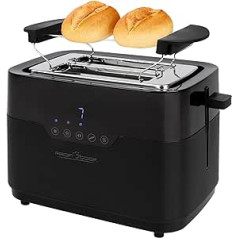 ProfiCook PC-TA 1244 Toaster 2 Slices with Bun Attachment and Extra Wide Toast Slot, Defrost Function, 7 Adjustable Browning Levels, Stainless Steel, Even Toaster, Matte Black,