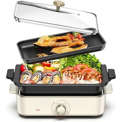 Electric Pan, Hot Pot, Portable Electric Pan 3.4 L, 1400 W Small Pan, 3-Level Adjustable Temperature, Easy to Clean, Suitable for Homes, Dormitories, Camping