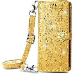 Vqwq Mobile Phone Case for LG Velvet 5G - Adjustable Strap Sparkly Animal Leather Case Built-in Slot Protective Flip Case Stand Magnetic Cover for LG Velvet 5G [MG] - Yellow