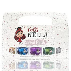 Miss Nella Room Collection Metallic Nail Polish Set of 5: Silver, Purple, Gold & Blue, Removable Nail Polish for Children, Peel-Off Formula, Water-Based and Odourless