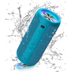 Ortizan Bluetooth Speaker with Light, Portable Bluetooth Box with IPX7 Water Protection, Dual Bass Drivers, 30h Battery, Hands-Free Function, Bluetooth Wireless Speaker for Phone, Outdoors