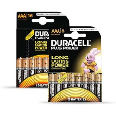 Duracell Battery Plus Micro AAA 16er + 8 free special pack