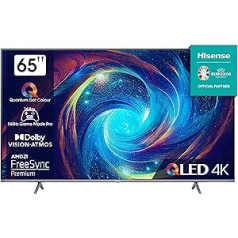 Hisense 65E7KQ PRO 164 cm (65 Inch) TV, 4K UHD, QLED, Smart TV, HDR, Dolby Vision IQ, 144Hz (VRR), HDMI 2.1, Game Mode PRO, Triple Tuner, Alexa Built-In, Dolby Atmos, Dark Grey [2023]