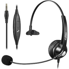 Callez 3.5 mm Jack Headset Mobile Phone with Microphone Noise Cancelling, PC Headphones for FritzFon C6 X6 iPhone Samsung Laptop Home Teams Zoom Conferences, Volume Control, Comfort Fit