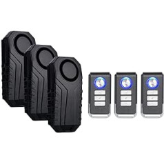 Mengshen Pack of 3 Wireless Bicycle Anti-Theft Alarm System with Remote Control Security Burglar 113 dB Loud IP55 Waterproof for Bicycle Motorcycle Vehicle Scooter