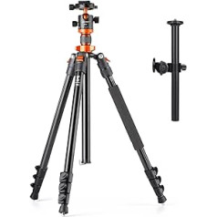 K&F CONCEPT S210 78.7 Inch Photography Tripod Monopod Aluminium Alloy Camera Tripod Stand 10 kg/22 lbs Load Capacity with 360° Rotatable Ballhead Detachable Horizontal Extension Arm for DSLR Camera