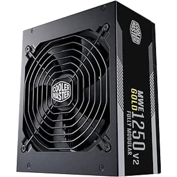 Cooler Master MWE Gold 1250 V2 ATX 3.0, Full Modular PC Power Supply - ATX 3.0 Support, 80 Plus Gold, 1250 Watt Power Supply with Flat Black Wiring, 140 mm FDB Fan, High Temperature Threshold