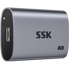 SSK Portable SSD 2TB Up to 2000MB/s External Solid State Drives, External USB 3.2 Gen2X2 NVMe SSD Hard Drive, Ultra Low Power Consumption for iPhone 15/MacBook/Pro/OTG Phone/Laptops