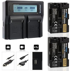 2 x Blumax Gold Edition Battery Replaces Sony NP-FM500H 2040 mAh + Double Charger Dual Charger Compatible with Sony Alpha DSLR/SLT Series EVO II a57 a58 a68 a77 / ii a99 / ii | 2 batteries