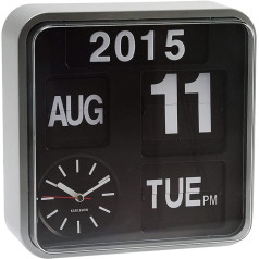Karlsson Square Flip Clock Wall Clock Calendar - Silver Retro