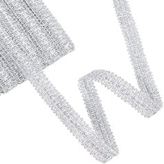 FINGERINSPIRE 18 m 17 mm Trish Sequin Metallic Braid Trim Silver Sequins Lace Ribbon Decorated Gimp Trim for Christmas Holiday Decoration Wedding DIY Clothing Accessories Jewellery Craft Sewing