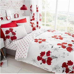 Premium Duvet Cover Set Floral Print Reversible Blossom Bedding Set Double Bed Set Printed Duvet Covers Red