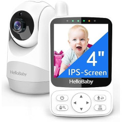 HelloBaby Baby Monitor with Camera, 4 Inch IPS Screen and 29 Hours Battery Life, Baby Monitor with Remote Controlled Pan-Tilt Camera, 2 x Digital Zoom 355°/120°, Infrared Night Vision Camera VOX Mode