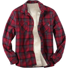 Langarm Shirt Herren, Innenfleece Verdicken Langarm Baumwolle Mantel Langarmshirt Lässige Casual Freizeit Plaid Hemd Longsleeve Herren Regular Fit Gefüttert Slim Fit Freizeithemden Hoodie