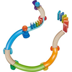 HABA Kullerbü 305347 Marble Run Squiggle Domino, Wooden Marble Run with Curling Run and Domino Stairs, Wooden Toy from 2 Years