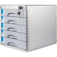 TUKA-i-AKUT TKD8601-5F Metal Drawer Box Lockable 5 Compartments A4 with Labelling Fields Document Storage Box Aluminium Alloy Robust and Stable Organiser Box Document Box