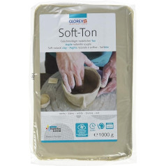 Glorex 6 8075 101 Soft Clay White 500 g Natural, Extra Soft and Smooth Clay, Air-Hardening and Suitable for Stove, White, 1000 g