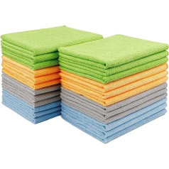 Aidea Microfibre Cloths, Microfibre Cloths, Pack of 24, Reusable Microfibre Cloth, Cleaning Cloth, Lint-Free, Streak-Free Dust Cloth for Home, Kitchen, Car, Motorcycle, Window, 30 x 40 cm