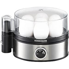 ROMMELSBACHER Eierkocher ER 400 - für 1-7 Eier, einstellbarer Härtegrad, elektronische Kochzeitüberwachung, Ein/Ausschalter, Signalton am Kochzeitende, Edelstahlgehäuse, 400 Watt, 17 cm l x 20 cm b x 14 cm h