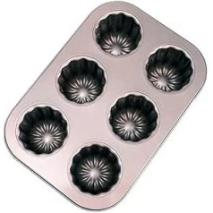 Cannele Mould Non-Stick Cupcake Muffin Moulds Golden Canneles Tin Baking Pan Bakeware Carbon Steel 6 Cavities