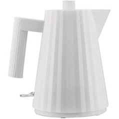 Alessi Plissé MDL06/1 W Electric Kettle Made of Thermoplastic Resin, European Plug 2400W, 100cl, White