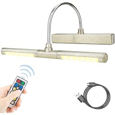 HONWELL Wireless Picture Lamp with Remote Control, Rotating LED Light Head with Timer, Rechargeable Painting Light, Dimmable Wall Light for Painting Pictures, Graphic Display