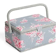 Hobby Gift MRM/190 | Beautiful Bloom Print Med Sewing Basket | 18½x26x15cm