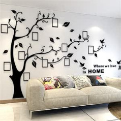 Wall Sticker Tree 3D DIY Wall Decal with Picture Frame Photo Tree Wall Sticker Wall Decoration for Home Children's Room Living Room Bedroom, black