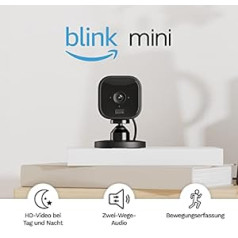 Blink Mini | Indoor plug-in smart security camera, 1080p HD day and night video, motion detection, two-way audio, easy setup, Alexa enabled, Blink Subscription Plan Free Trial — 2 cameras (Black)