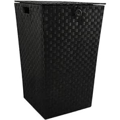 MSV Laundry Basket Laundry Basket 60 Litres Woven Look Black