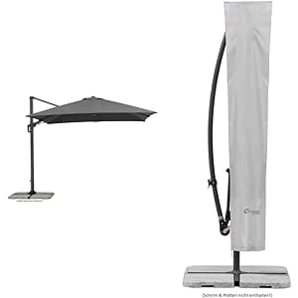 Schneider Rhodos Twist Parasol Approx. 300 x 300 cm 8-Piece Square for Cantilever Parasols Silver Grey up to 300 cm Diameter