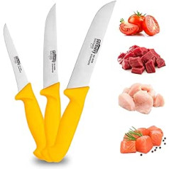 Germany Solingen Professional Knife Set - 3-Piece Slaughter Knife with Non-Slip Handle for Professional Butchers and Hobby Chef - Butcher Knife with Excellent Sharpness - Meat Knife Set