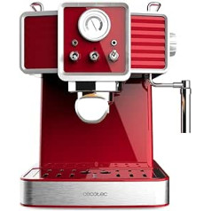 Cecotec Espresso Machine Power Espresso 20 Traditional Light Red 1350 W, ForceAroma Technology with 20 Bars, Adjustable Steam Nozzle, Double Spout, Automatic Shut-Off, Drip Tray