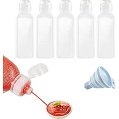 Quetschflasche für Gewürze, 300 ml, mit Silikon-Trichter, Kunststoff, für Sojasauce, Essig, Öl, Austernsauce, verschiedene Gewürze, 5 Stück