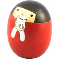 Authentic & Traditional Japanese Kokeshi Doll - Neko no Sari Design - Handmade & Made in Japan