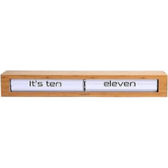 Cloudnola Texttime Flip Clock - Bamboo Wood Wall or Table Clock - Wall Decoration - Bamboo and White, Shelf 8 cm Deep 60 cm Wide, Battery Operated, Digital Retro Flip Clock