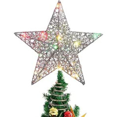 Christmas Star Tree Topper, Glittering Christmas Tree Topper, Christmas Tree Topper, LED Decorative Warm Light Battery, Operation for Christmas Tree Decoration