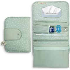 Jubi® Nappy Bag with Changing Mat for on the Go with Extra Space - Small Changing Bag - Mint with Dots
